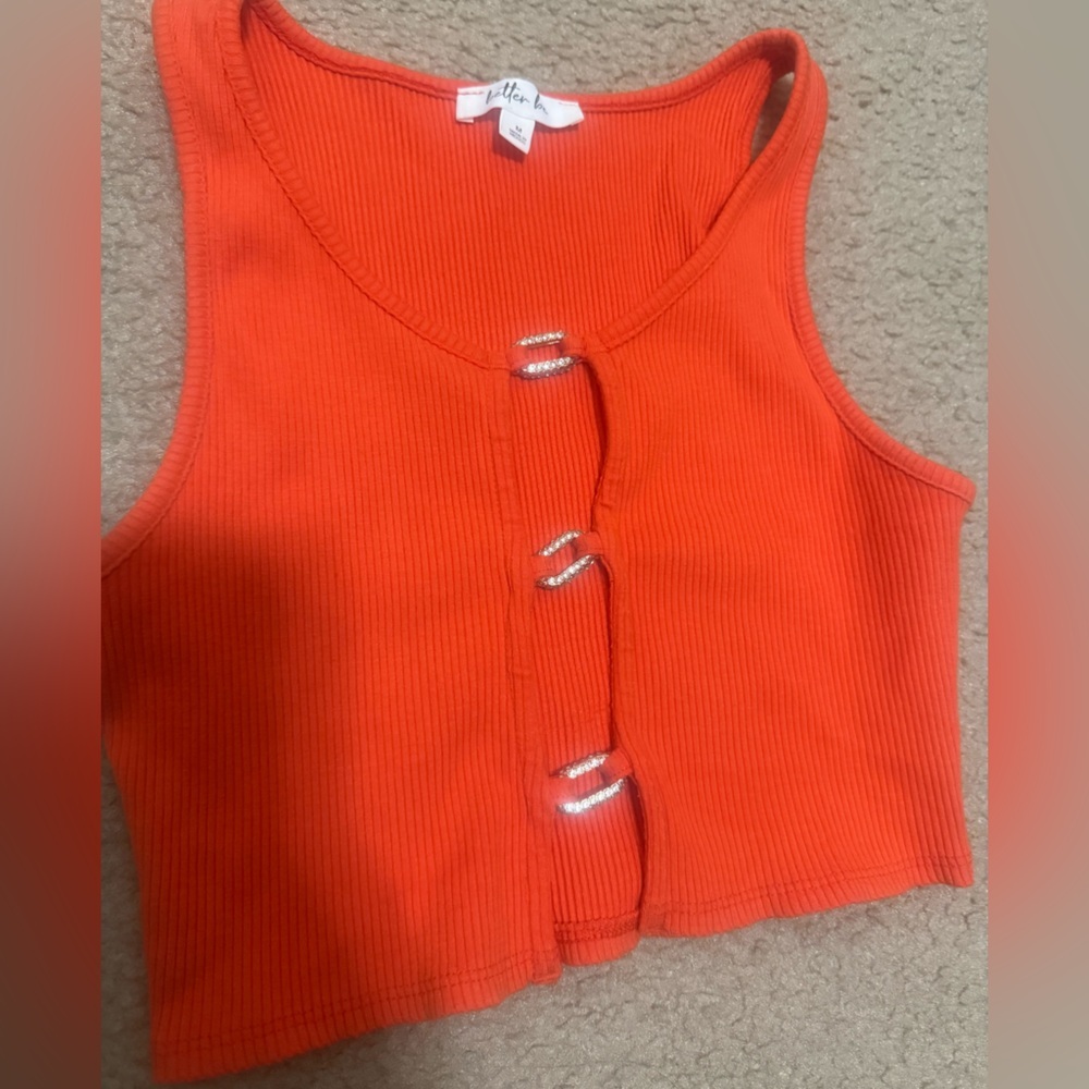 Better Be Vibrant Orange Ribbed Crop Top - Picture 2 of 2